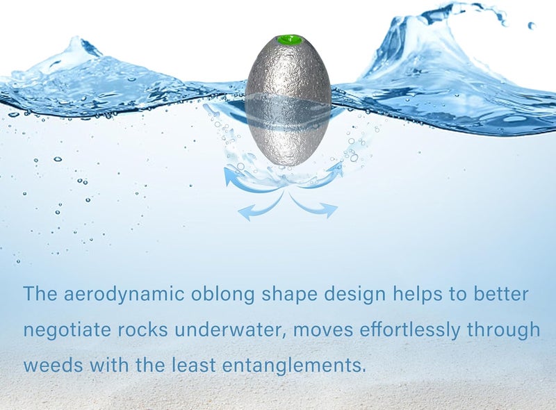 TKHDBF Egg Sinkers Bullet Fishing Weights Oval Shaped with Plastic Core Slip Sinkers for Catfish Fishing Casting Saltwater and Freshwater 1/5oz to 2oz - Image 4